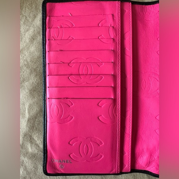 Chanel Lambskin Leather Quilted Black and Pink Long Wallet organizer#10788345 - Picture 11 of 16
